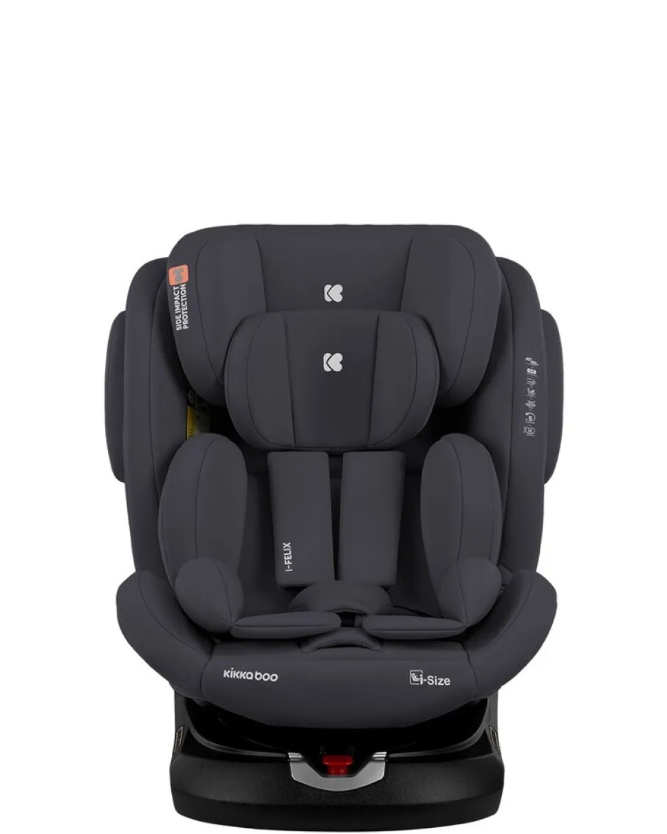 Kikkaboo Kindersitz i-Felix i-Size (40-150cm) Isofix Top Tether 360 Grad Drehung grau