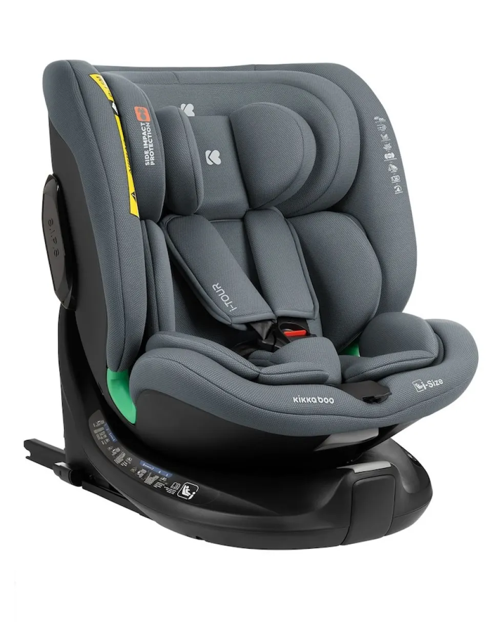 Kikkaboo Kindersitz i-Tour i-Size (40-150 cm) Gruppe 0+/1/2/3, Isofix, drehbar dunkelgrau