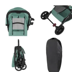 Kikkaboo Kinderwagen Buggy Cloe bis 22 kg Aluminiumrahmen faltbar Getränkehalter dunkelgrün