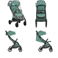 Kikkaboo Kinderwagen Buggy Cloe bis 22 kg Aluminiumrahmen faltbar Getränkehalter dunkelgrün