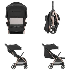 Kikkaboo Kinderwagen, Buggy Eden bis 22 kg Federung Regenschutz zusammenklappbar black