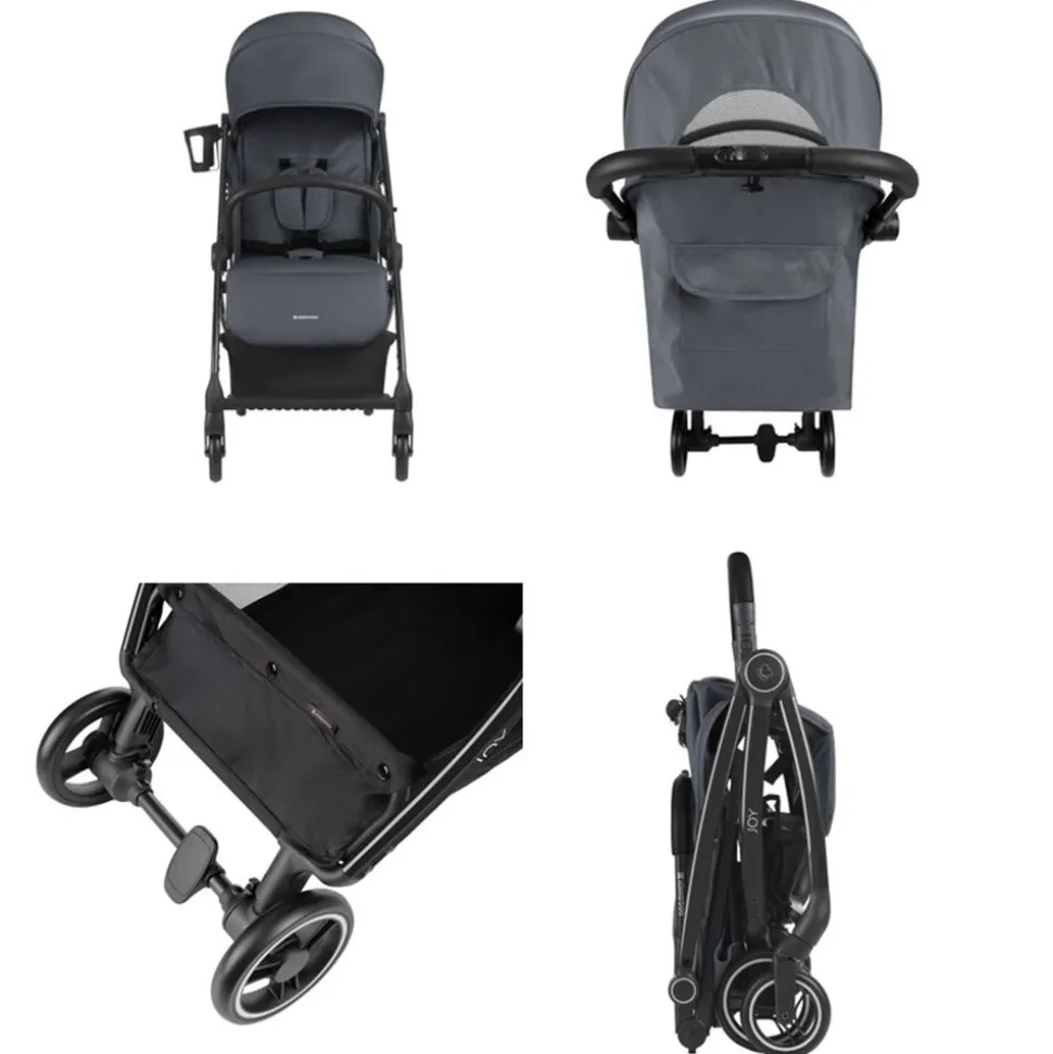 Kikkaboo Kinderwagen, Buggy Joy bis 22 kg, Rückenlehne verstellbar, faltbar dunkelgrau