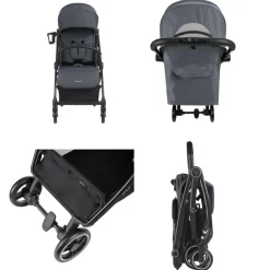 Kikkaboo Kinderwagen, Buggy Joy bis 22 kg, Rückenlehne verstellbar, faltbar dunkelgrau