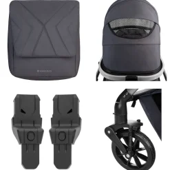 Kikkaboo Kinderwagen Darling 3 in 1 Sportsitz Tragetasche Autositz Wickeltasche grau gemustert