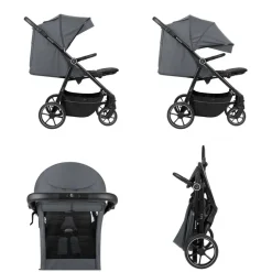 Kikkaboo Kinderwagen Lucy Gurt Rückenlehne verstellbar Federung Hinterradbremse grau