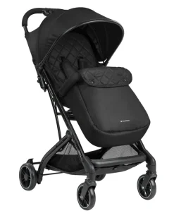 Kikkaboo Kinderwagen Miley mit Fußsack, Fußstütze verstellbar, klappbar, Korb schwarz gemustert