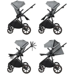 Kikkaboo Kinderwagen Thea 2 in 1 EVA-Räder verstellbarer Schiebegriff Babywanne grau
