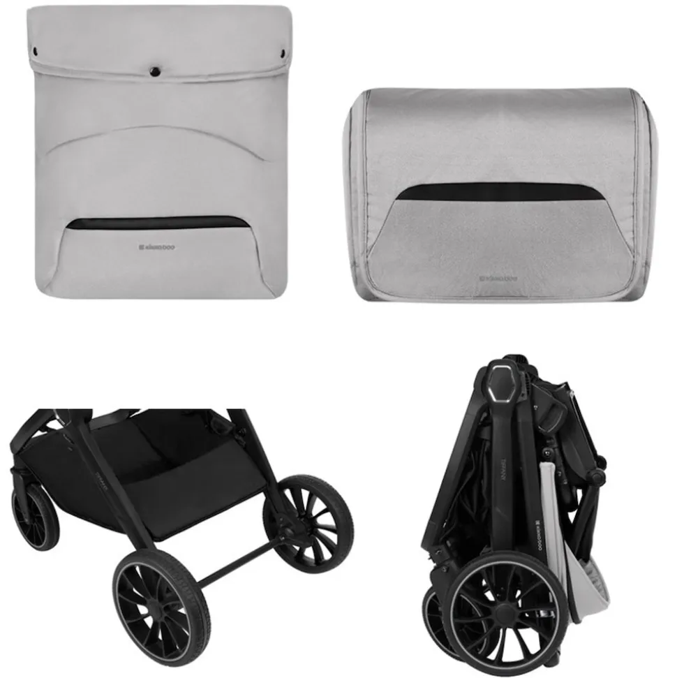 Kikkaboo Kinderwagen Tiffany 2 in 1 Babywanne, Sportsitz, Wickeltasche, PU-Räder grau