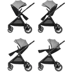 Kikka boo Kombikinderwagen Ava 3 in 1 Babywanne, Babyschale, Gummiräder, Tasche grau