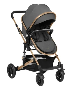 Kikkaboo Kombikinderwagen Amaia 3in1 i-Size Babyschale umbaubar Federung Tasche dunkelgrau