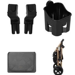 Kikkaboo Kombikinderwagen Amaia 3in1 i-Size Babyschale umbaubar Federung Tasche dunkelgrau