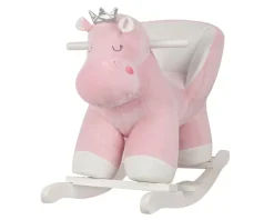 Kikkaboo Schaukeltier Hippo mit Sitz, Holzgriffe, Plüsch, Holzkufen, Rückenlehne rosa