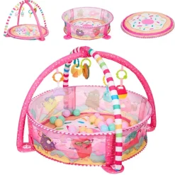 Kikka boo Spielbogen 30 Bälle Krabbeldecke Bällebad abnehmbare Spielzeuge rosa pink