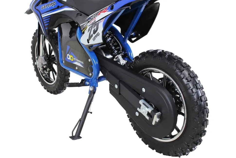 Kinder-Crossbike Gepard, Elektro-Kindermotorrad, 500 Watt, bis 24 km/h, verstärkte Gabel, ab 8 J. (Blau)