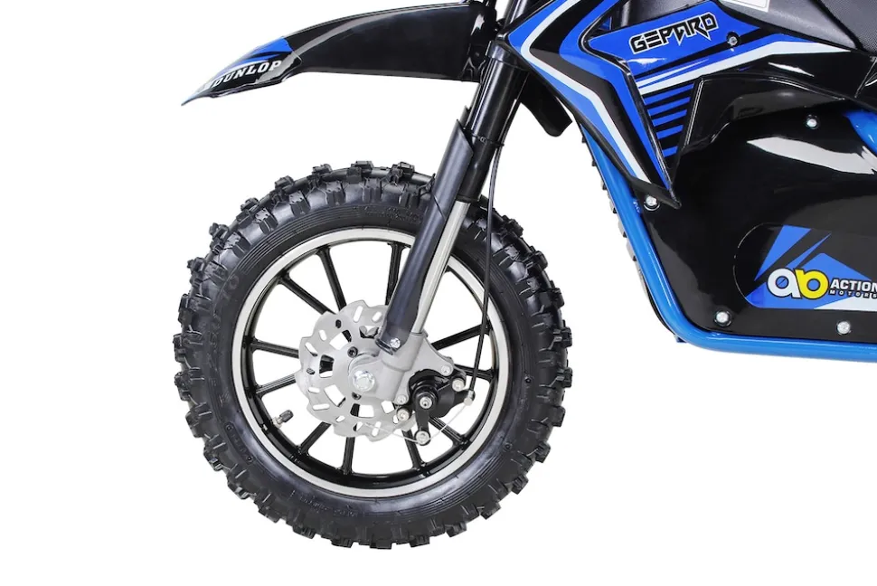 Kinder-Crossbike Gepard, Elektro-Kindermotorrad, 500 Watt, bis 24 km/h, verstärkte Gabel, ab 8 J. (Blau)