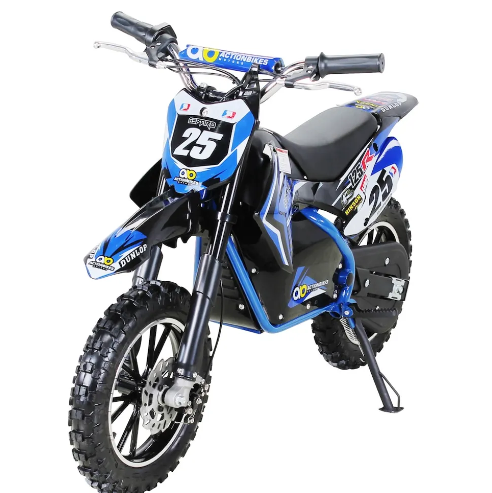 Kinder-Crossbike Gepard, Elektro-Kindermotorrad, 500 Watt, bis 24 km/h, verstärkte Gabel, ab 8 J. (Blau)