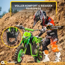 Kinder-Crossbike Viper, Elektro-Kindermotorrad, 1000 Watt, bis 24 km/h, Scheibenbremsen, ab 8 Jahren (Schwarz)