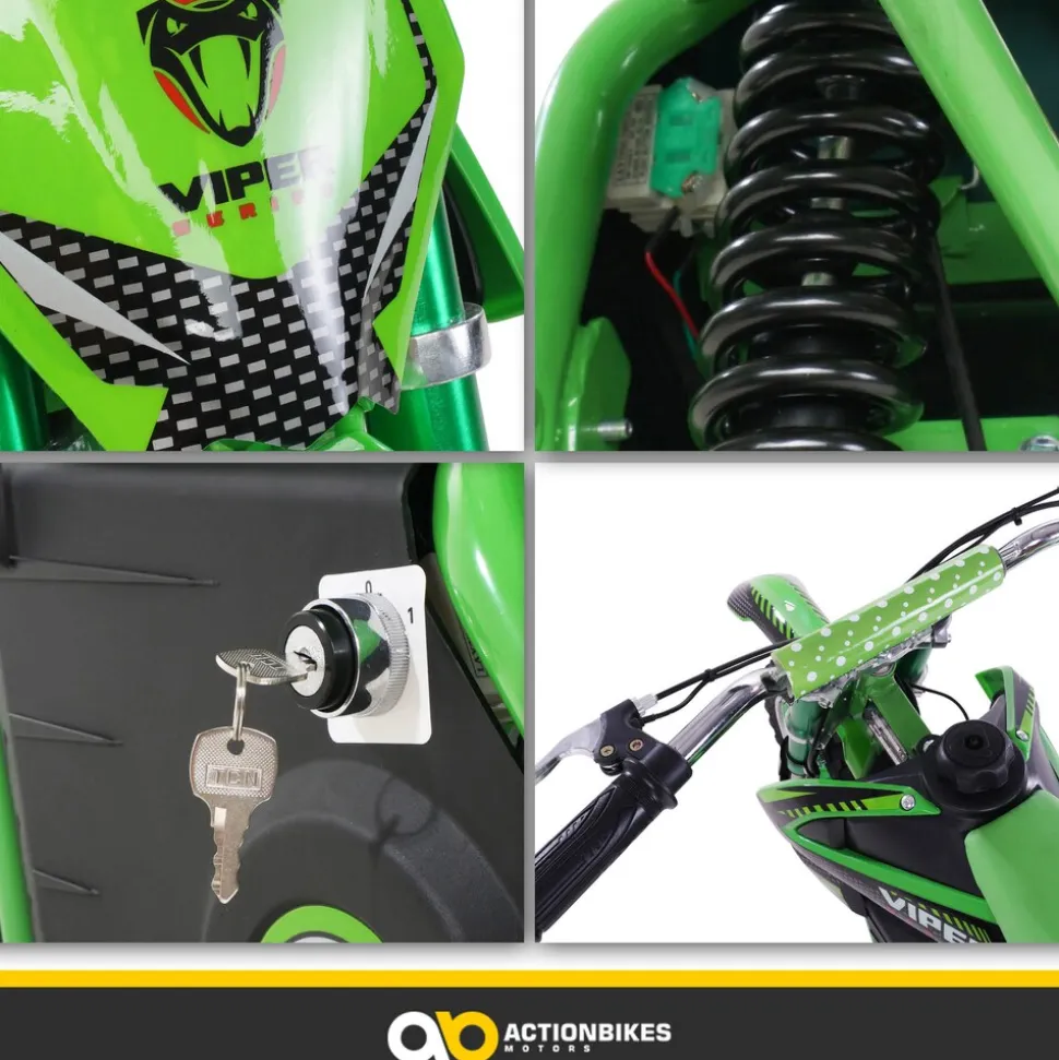 Kinder-Crossbike Viper, Elektro-Kindermotorrad, 1000 Watt, bis 24 km/h, Scheibenbremsen, ab 8 Jahren (Schwarz)