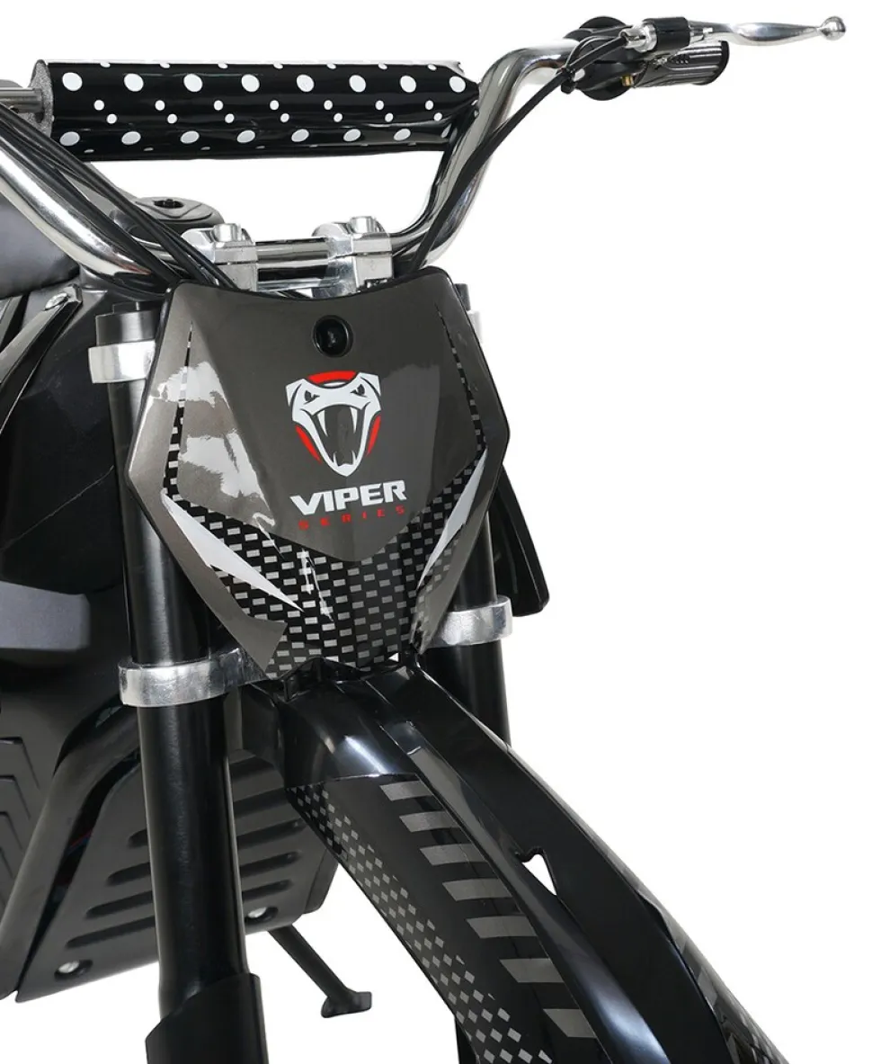 Kinder-Crossbike Viper, Elektro-Kindermotorrad, 1000 Watt, bis 24 km/h, Scheibenbremsen, ab 8 Jahren (Schwarz)