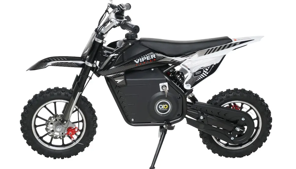 Kinder-Crossbike Viper, Elektro-Kindermotorrad, 1000 Watt, bis 24 km/h, Scheibenbremsen, ab 8 Jahren (Schwarz)