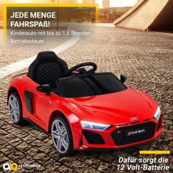 Kinder-Elektroauto Audi R8 Spyder lizenziert, 60 Watt, LED-Scheinwerfer, Musik, Hupe, Fernbedienung, (Schwarz)