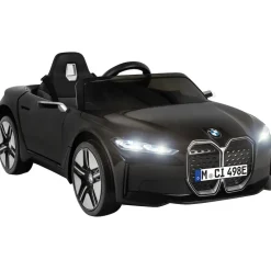 Kinder-Elektroauto BMW i4, Fernbedienung, LED-Beleuchtung, Soft-Start-Funktion (Schwarz)