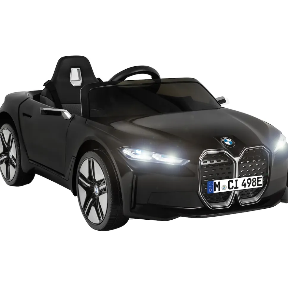 Kinder-Elektroauto BMW i4, Fernbedienung, LED-Beleuchtung, Soft-Start-Funktion (Schwarz)