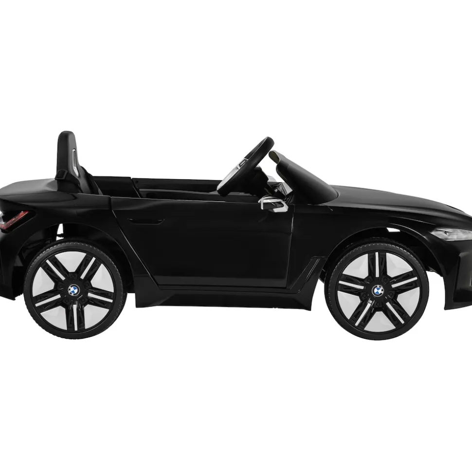Kinder-Elektroauto BMW i4, Fernbedienung, LED-Beleuchtung, Soft-Start-Funktion (Schwarz)