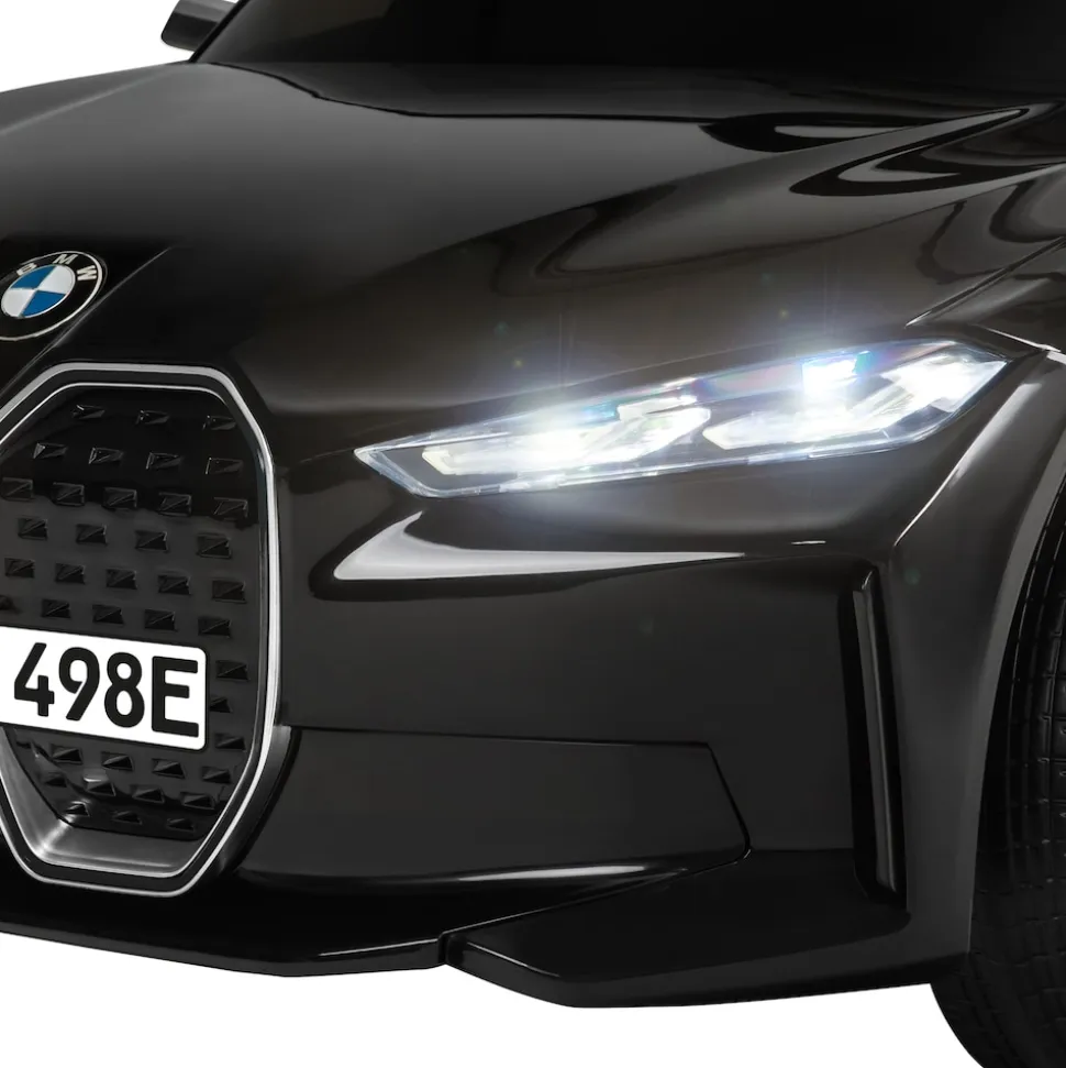 Kinder-Elektroauto BMW i4, Fernbedienung, LED-Beleuchtung, Soft-Start-Funktion (Schwarz)