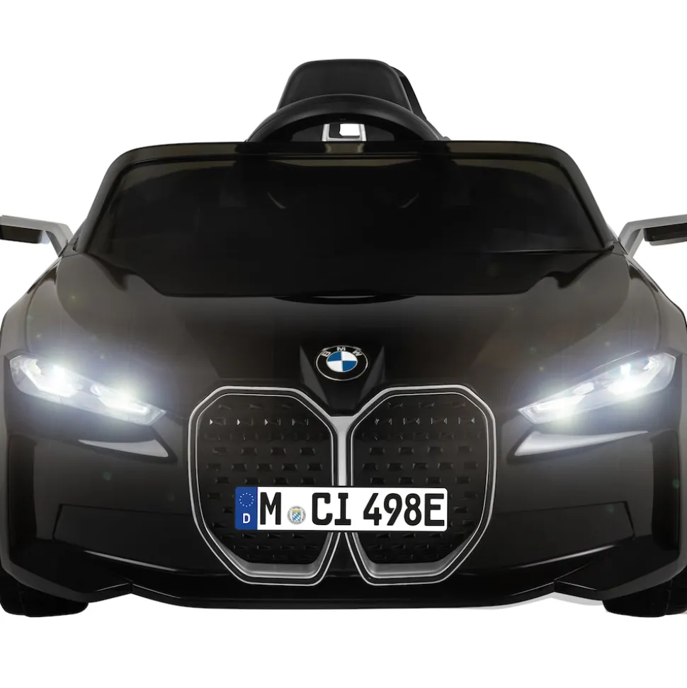 Kinder-Elektroauto BMW i4, Fernbedienung, LED-Beleuchtung, Soft-Start-Funktion (Schwarz)