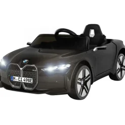 Kinder-Elektroauto BMW i4, Fernbedienung, LED-Beleuchtung, Soft-Start-Funktion (Schwarz)