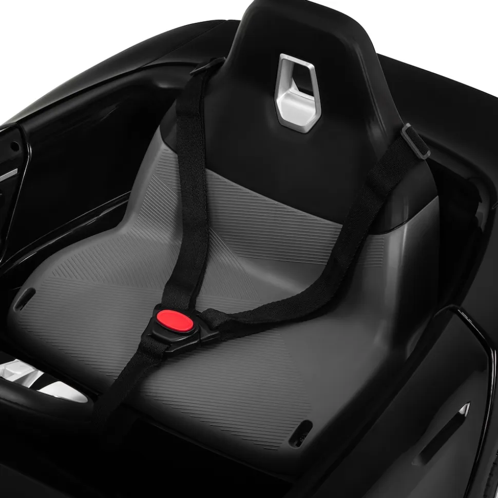 Kinder-Elektroauto BMW i4, Fernbedienung, LED-Beleuchtung, Soft-Start-Funktion (Schwarz)
