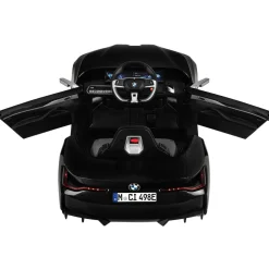 Kinder-Elektroauto BMW i4, Fernbedienung, LED-Beleuchtung, Soft-Start-Funktion (Schwarz)