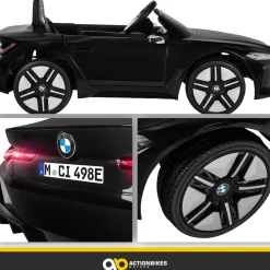 Kinder-Elektroauto BMW i4, Fernbedienung, LED-Beleuchtung, Soft-Start-Funktion (Schwarz)