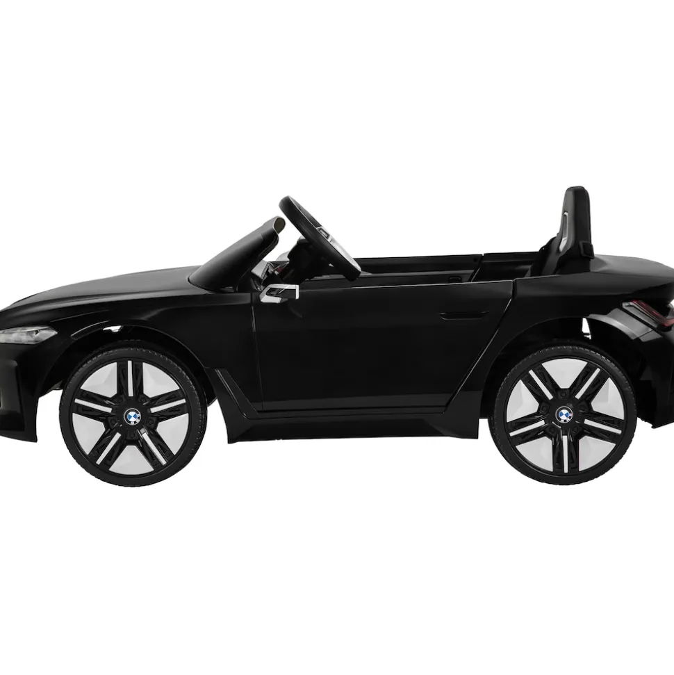 Kinder-Elektroauto BMW i4, Fernbedienung, LED-Beleuchtung, Soft-Start-Funktion (Schwarz)