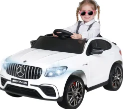 Kinder-Elektroauto Mercedes AMG GLC 63S Coupé, 4x4-Antrieb, Fernbedienung, 140 Watt, LED, EVA-Reifen (Weiß)