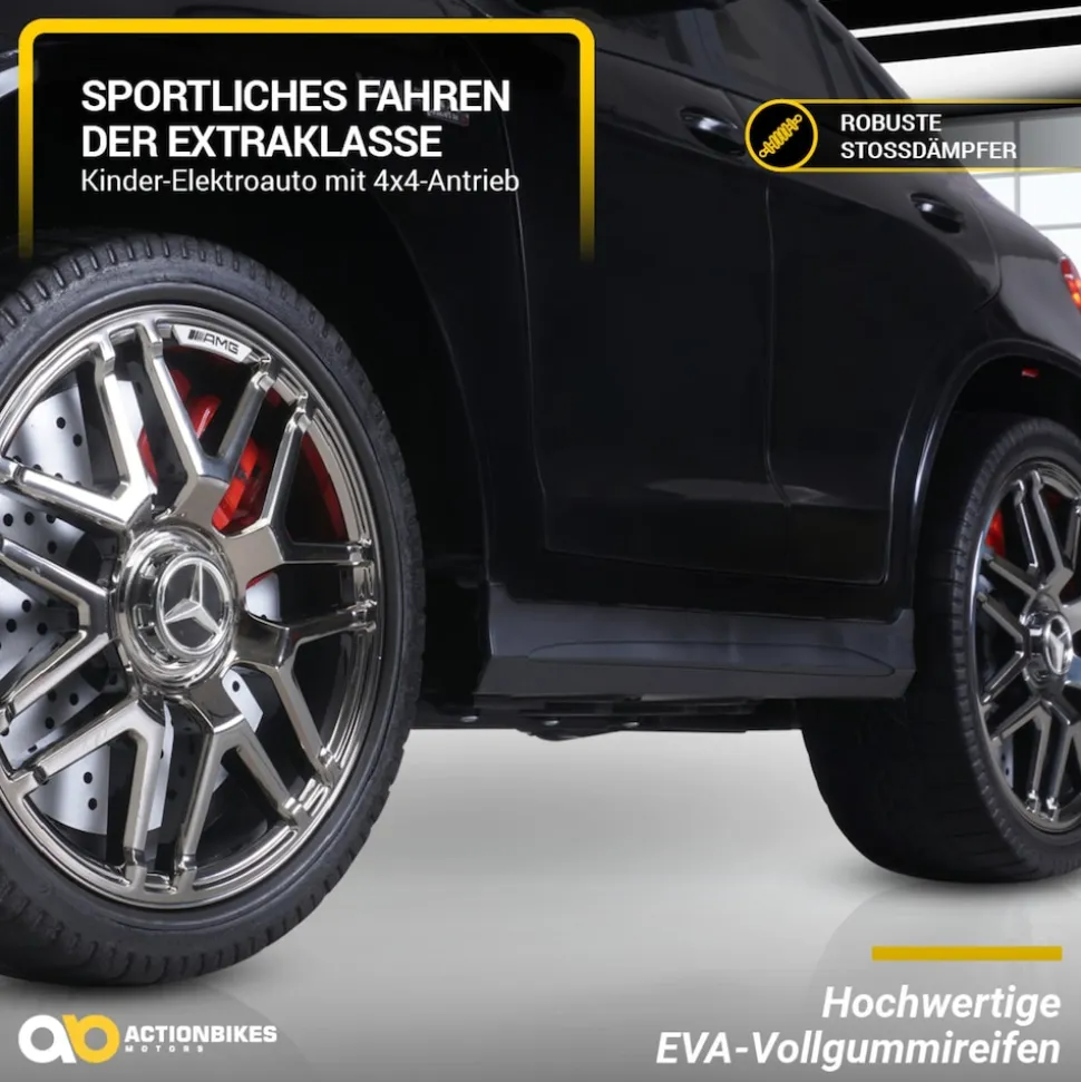 Kinder-Elektroauto Mercedes AMG GLC 63S Coupé, 4x4-Antrieb, Fernbedienung, 140 Watt, LED, EVA-Reifen (Weiß)