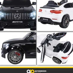 Kinder-Elektroauto Mercedes AMG GLC 63S Coupé, 4x4-Antrieb, Fernbedienung, 140 Watt, LED, EVA-Reifen (Weiß)