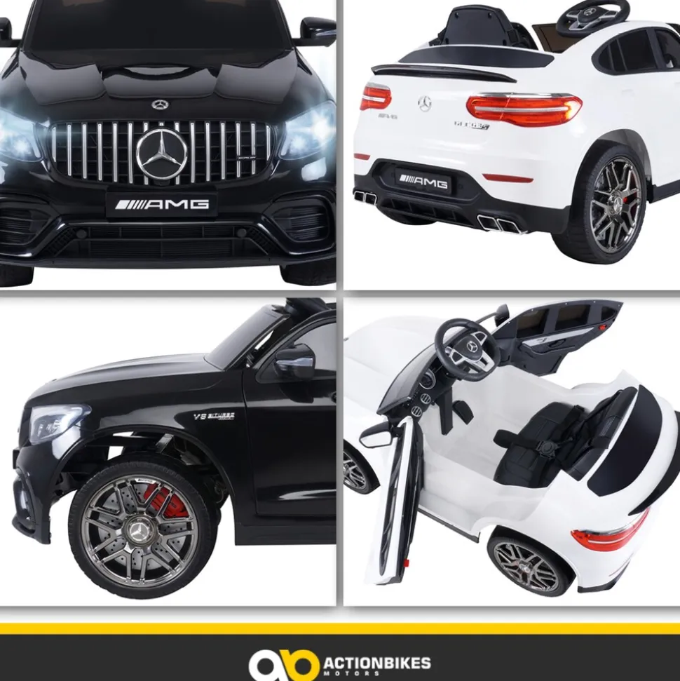 Kinder-Elektroauto Mercedes AMG GLC 63S Coupé, 4x4-Antrieb, Fernbedienung, 140 Watt, LED, EVA-Reifen (Weiß)