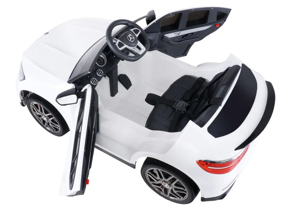 Kinder-Elektroauto Mercedes AMG GLC 63S Coupé, 4x4-Antrieb, Fernbedienung, 140 Watt, LED, EVA-Reifen (Weiß)