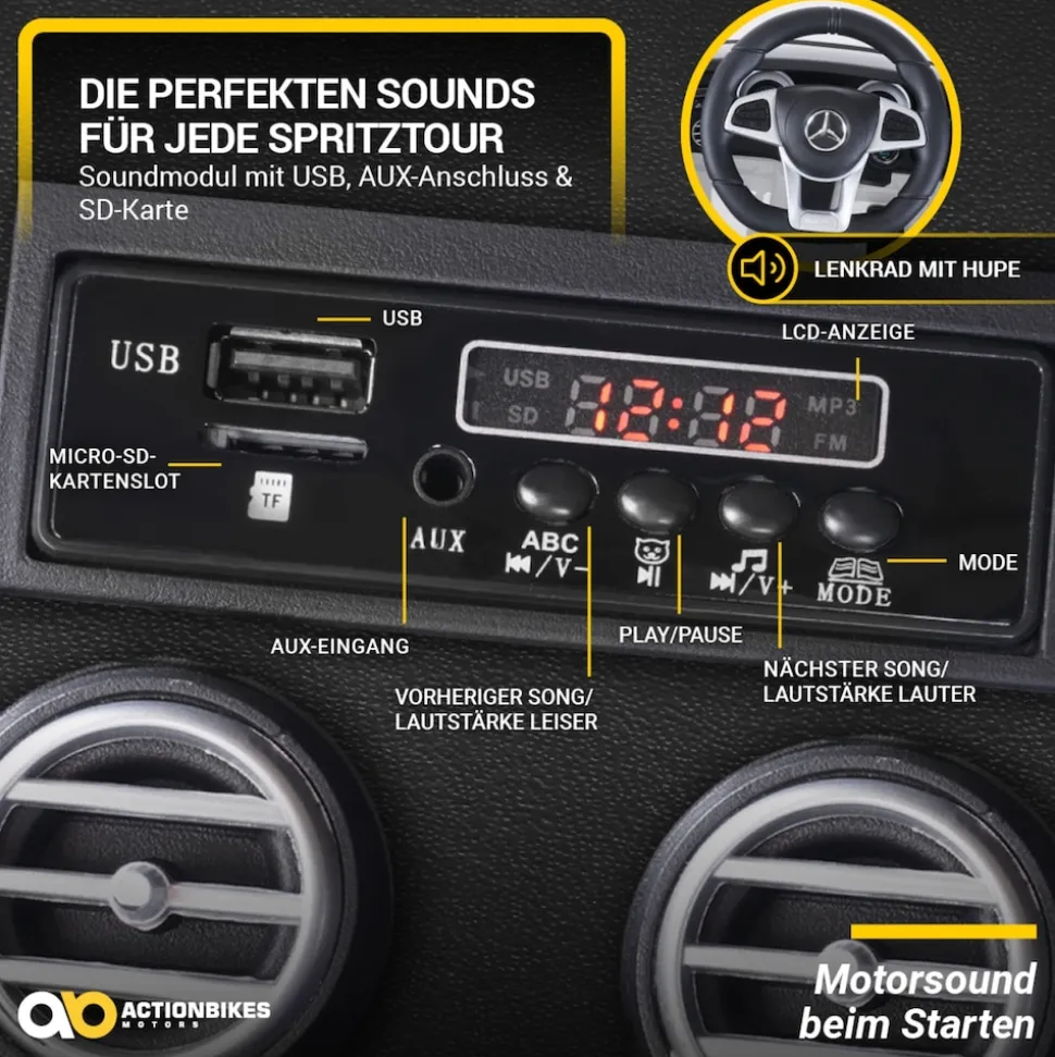 Kinder-Elektroauto Mercedes AMG GLC 63S Coupé, 4x4-Antrieb, Fernbedienung, 140 Watt, LED, EVA-Reifen (Weiß)