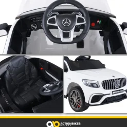 Kinder-Elektroauto Mercedes AMG GLC 63S Coupé, 4x4-Antrieb, Fernbedienung, 140 Watt, LED, EVA-Reifen (Weiß)
