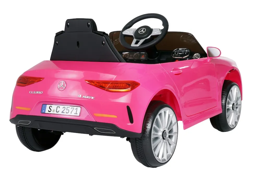 Kinder-Elektroauto Mercedes-Benz CLS 350 Coupé, lizenziert, 2 x 20 Watt Motoren, LED-Scheinwerfer (Pink)