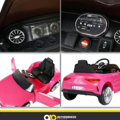 Kinder-Elektroauto Mercedes-Benz CLS 350 Coupé, lizenziert, 2 x 20 Watt Motoren, LED-Scheinwerfer (Pink)
