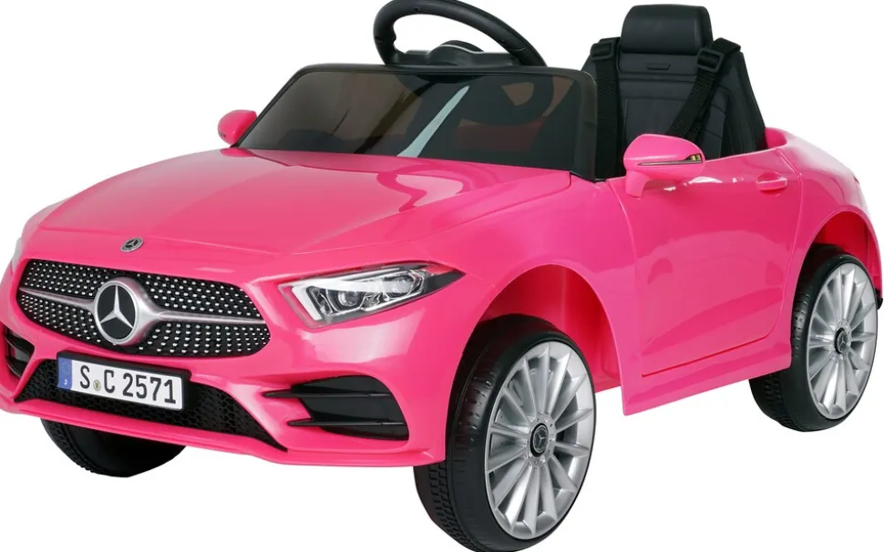 Kinder-Elektroauto Mercedes-Benz CLS 350 Coupé, lizenziert, 2 x 20 Watt Motoren, LED-Scheinwerfer (Pink)
