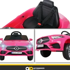 Kinder-Elektroauto Mercedes-Benz CLS 350 Coupé, lizenziert, 2 x 20 Watt Motoren, LED-Scheinwerfer (Pink)