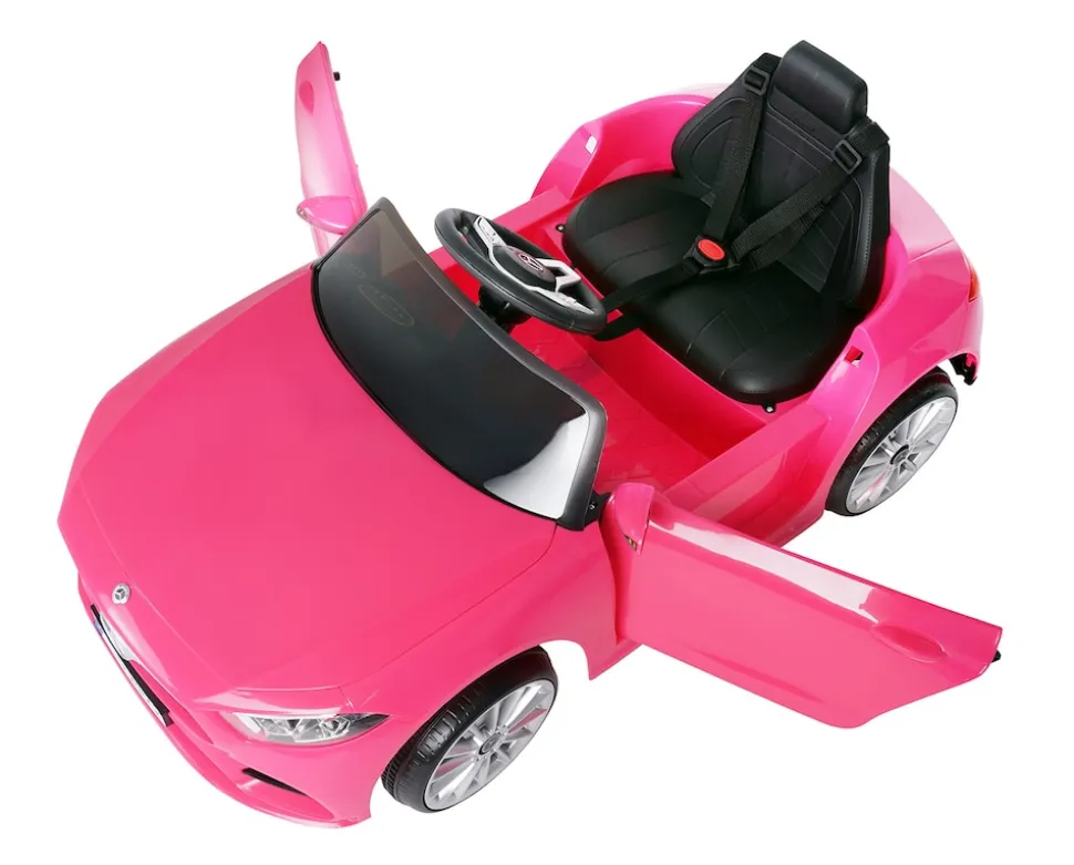 Kinder-Elektroauto Mercedes-Benz CLS 350 Coupé, lizenziert, 2 x 20 Watt Motoren, LED-Scheinwerfer (Pink)