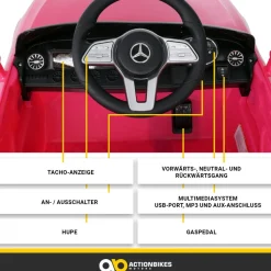 Kinder-Elektroauto Mercedes-Benz CLS 350 Coupé, lizenziert, 2 x 20 Watt Motoren, LED-Scheinwerfer (Pink)