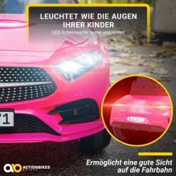 Kinder-Elektroauto Mercedes-Benz CLS 350 Coupé, lizenziert, 2 x 20 Watt Motoren, LED-Scheinwerfer (Pink)