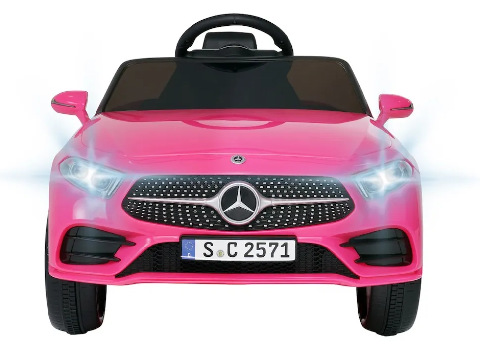 Kinder-Elektroauto Mercedes-Benz CLS 350 Coupé, lizenziert, 2 x 20 Watt Motoren, LED-Scheinwerfer (Pink)